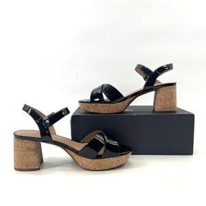 Aerosoles Cosmos Platform Heels Black Patent Cork Women's Size 8 Comfort Block